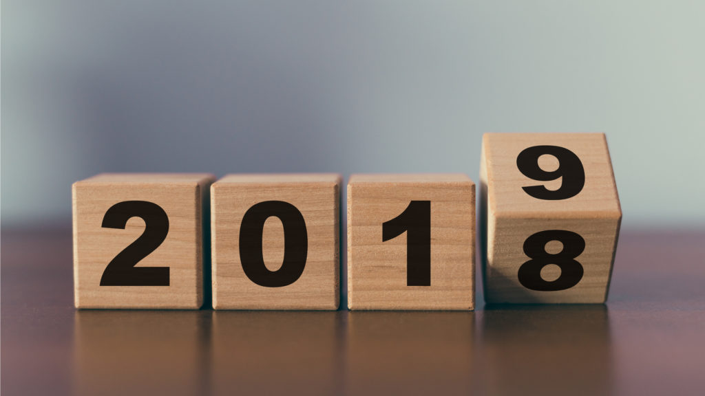 New year 2018 change to 2019 concept